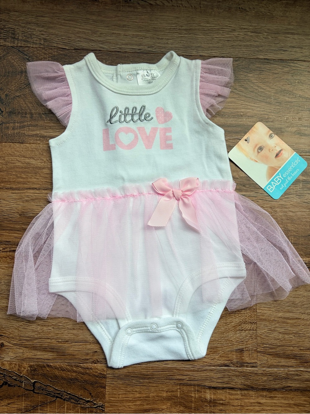 Baby Essentials White & Pink 'Little Love' Tulle One-Piece